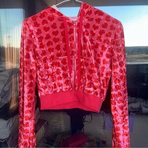 Jennifer’s Body Hot Pink Velour Hearts Zipup Hoodie